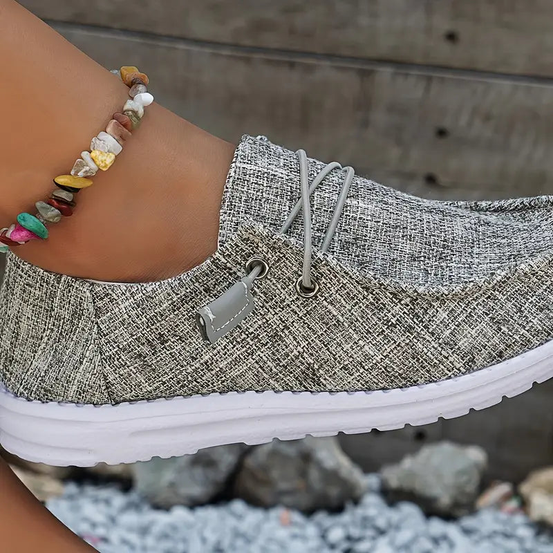 Damskie wsuwane loafersy - wygodne buty letnie wykonane z płótna