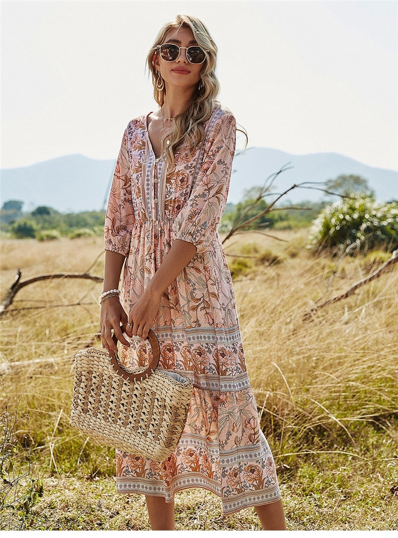 Donata - Luźna sukienka boho