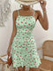 Elegancka sukienka bodycon z kwiatowym nadrukiem - Spaghetti Straps Cami bez rękawów na lato i imprezę
