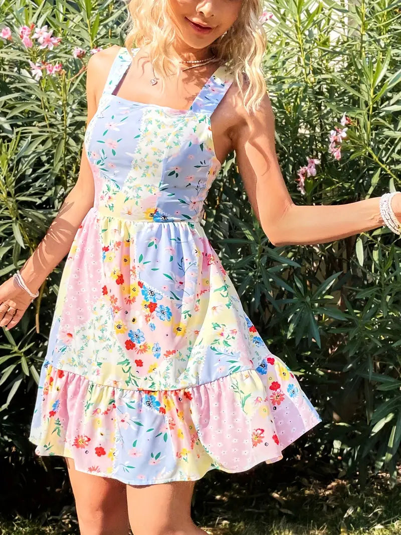 Elegancka sukienka w kwiaty dla kobiet - romantyczna letnia sukienka maxi z pastelowym kwiatowym nadrukiem