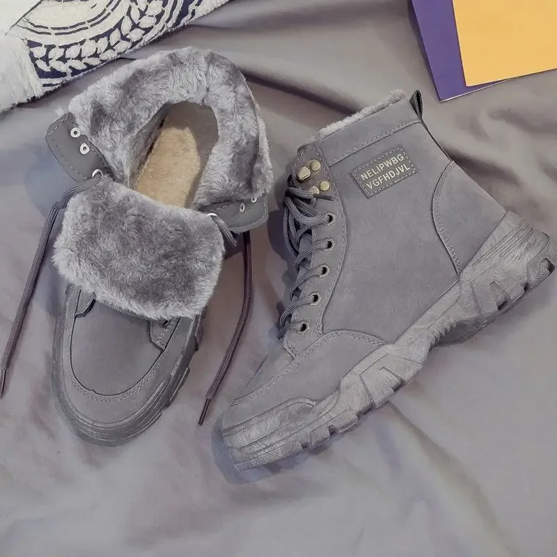 Aneta - Sznurowane Wysokie Miękkie Buty Zimowe Damskie