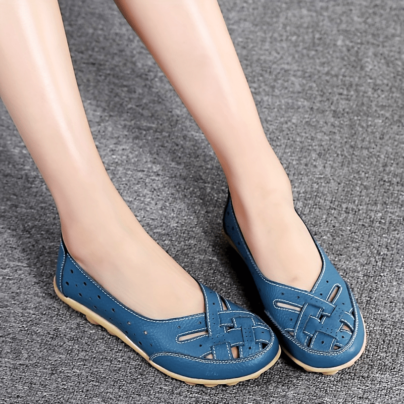 Damskie loafersy z poprzecznymi paskami, oddychające i wygodne buty wsuwane