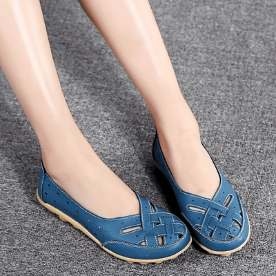 Damskie loafersy z poprzecznymi paskami, oddychające i wygodne buty wsuwane
