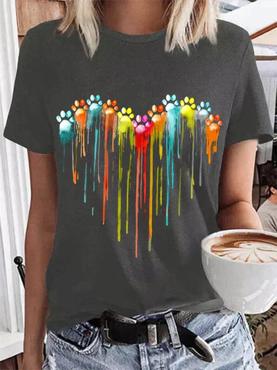 T-shirt Izabelli z kolorowym wzorem psa