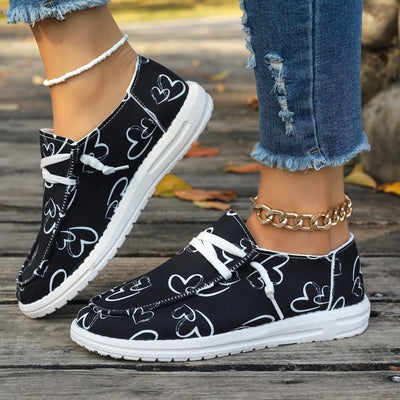 Damskie wsuwane mokasyny - lekkie i wygodne buty codzienne z wzorem serca