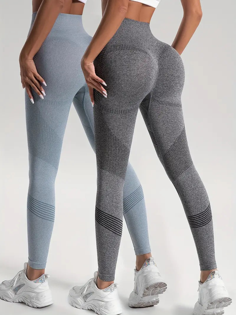 Dahlia - 2 szt. Legginsy sportowe do jogi i fitness w jednolitym kolorze o wysokiej rozciągliwości