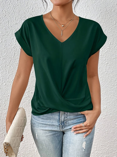 Janice Damski T-shirt – Lekka Bluzka z Dekoltem w Serce i Letnim Krojem