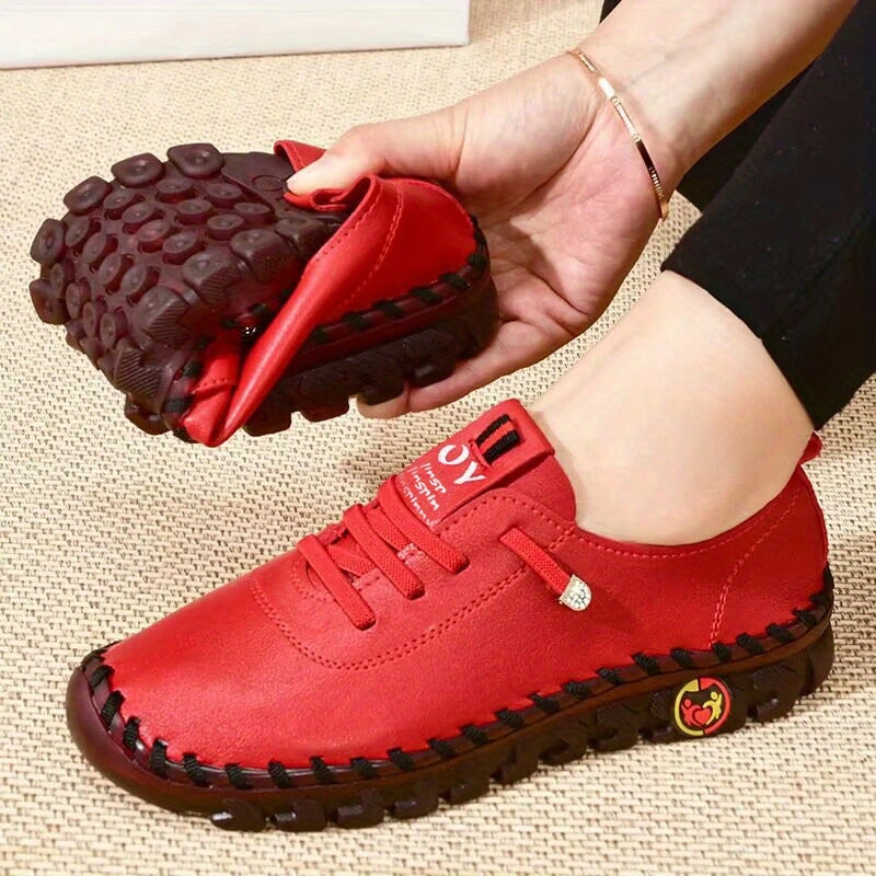 Damskie wsuwane loafersy - Lekkie buty casualowe ze sztucznej skóry z gumową podeszwą