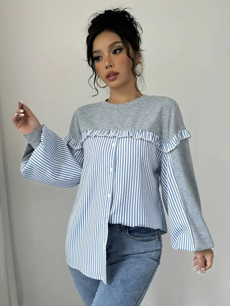 Elegancka modna bluza z detalami w paski