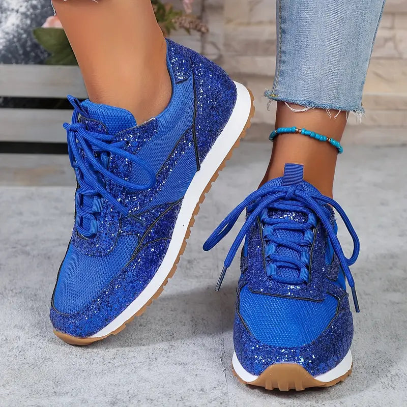 Błyszczące sneakersy z siateczki Oddychające niskie cholewki