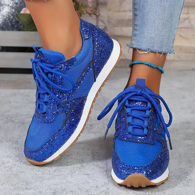 Błyszczące sneakersy z siateczki Oddychające niskie cholewki