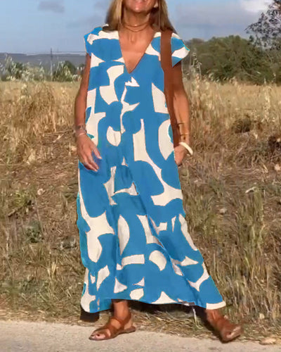 Sukienka z nadrukiem Mirabella™ V-Neck: Eksplozja stylu i elegancji!