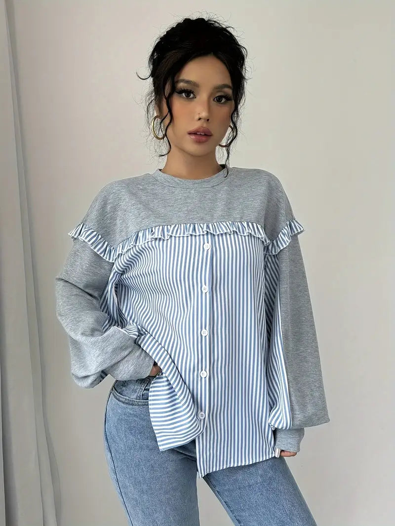 Elegancka modna bluza z detalami w paski