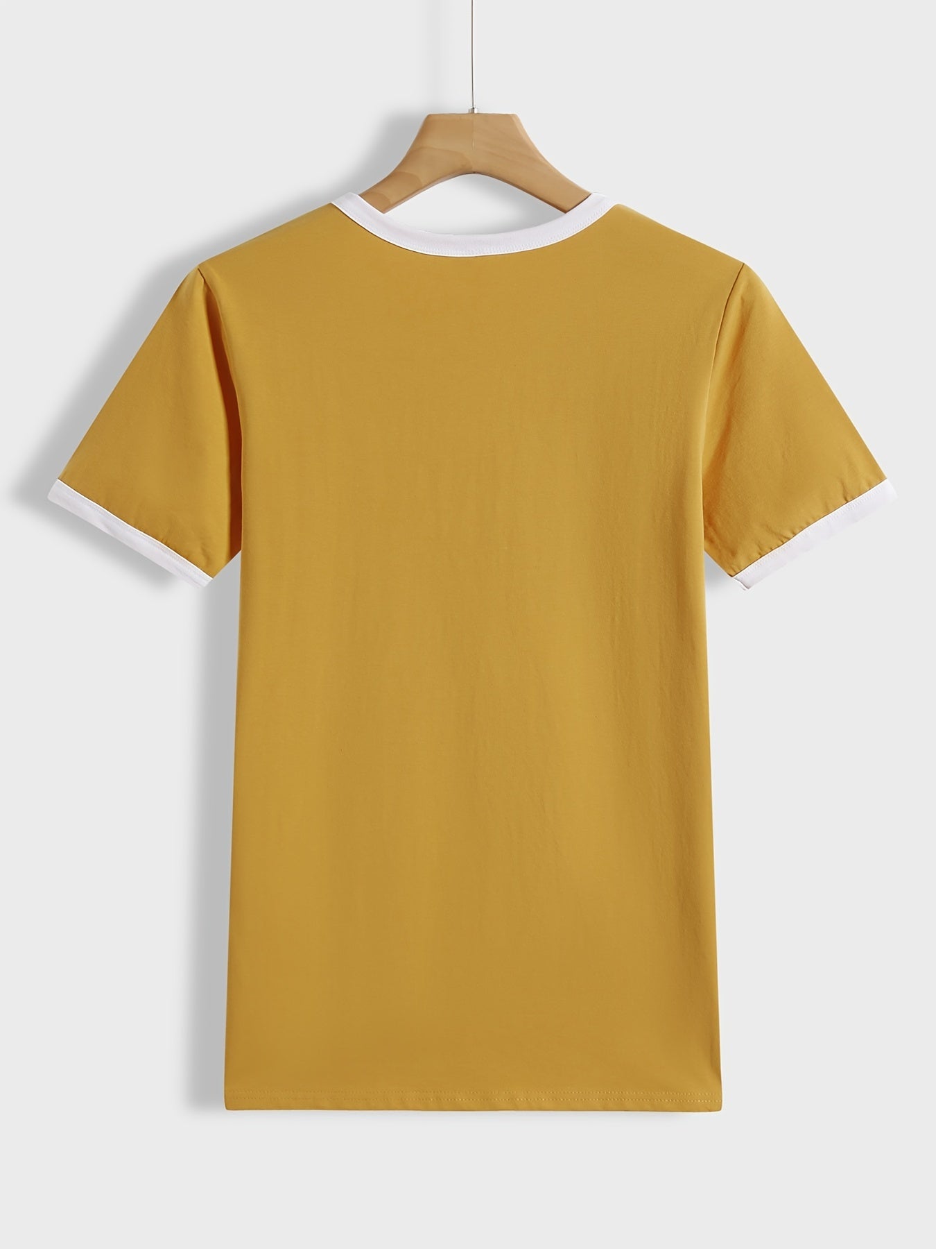 Letni T-shirt, luźna koszula z krótkim rękawem i okrągłym dekoltem, swobodny top wykonany z poliestru