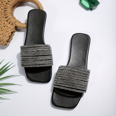 Letnie klapki damskie z dżetami, eleganckie buty plażowe