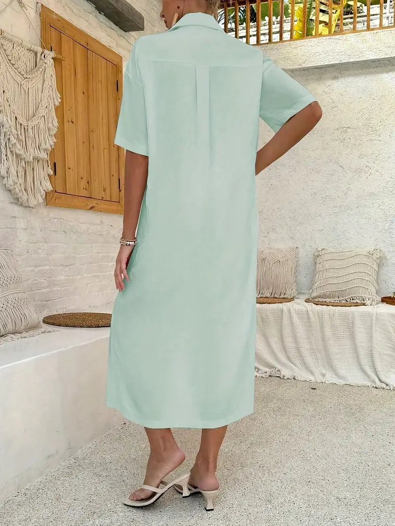 Elegancka czarno-fioletowa sukienka koszulowa z rękawami Batwing