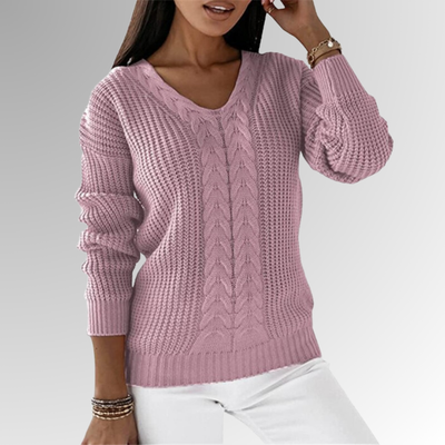 Marimar - Sweter z miękkiej dzianiny z wzorem w kable