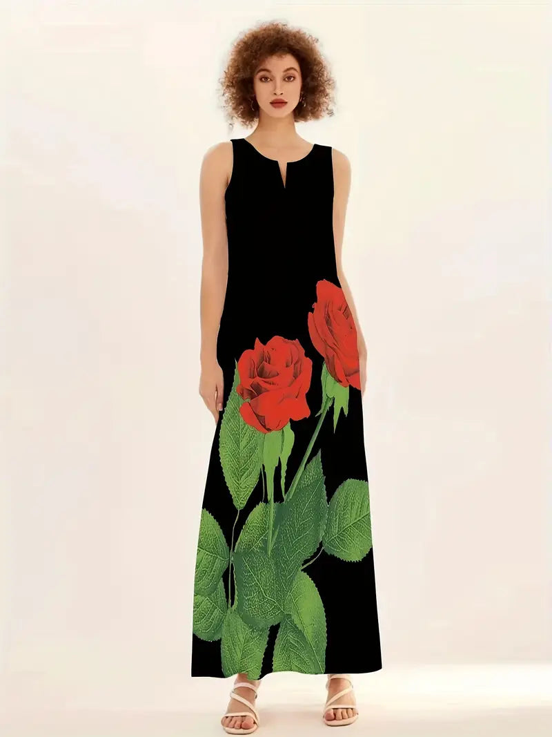 Sukienka maxi o linii A inspirowana stylem vintage Elegancki krótki rękaw z dekoltem w szpic