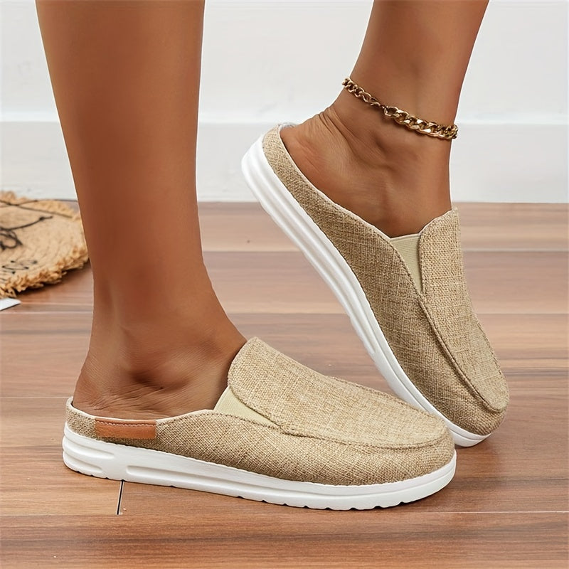 Płótno Loafer, kapcie z okrągłym noskiem, lekkie buty zewnętrzne