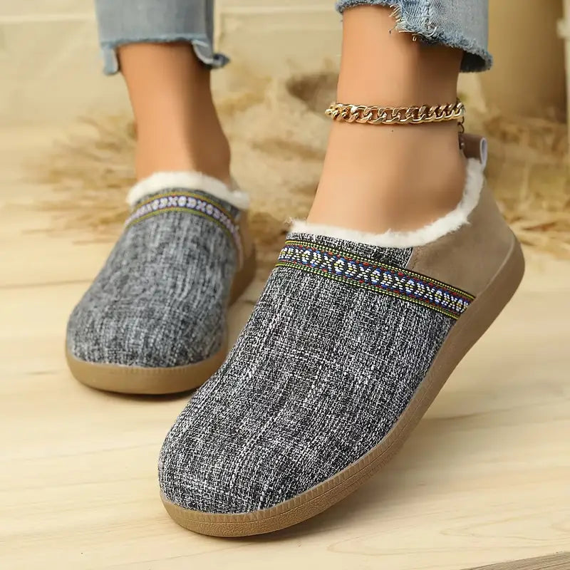 Geometryczne buty zimowe z tkaniny dla kobiet