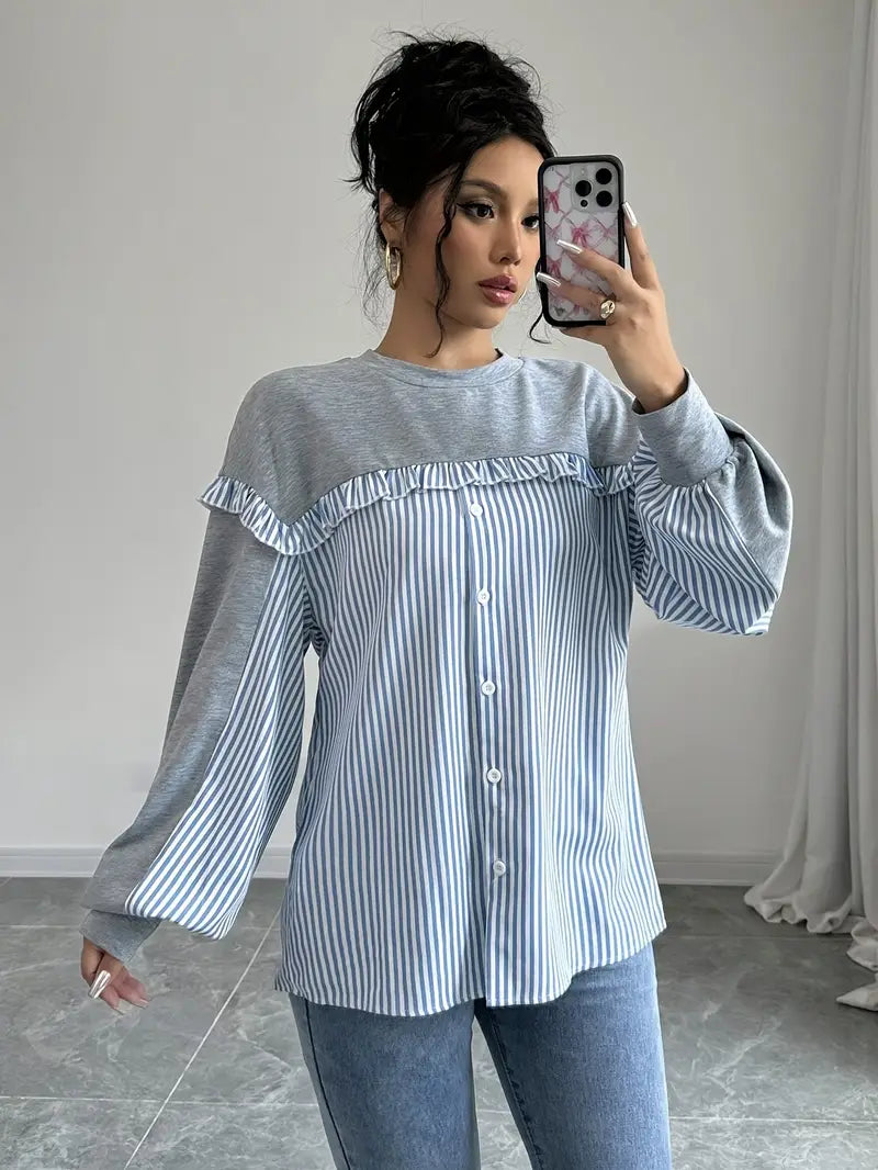 Elegancka modna bluza z detalami w paski