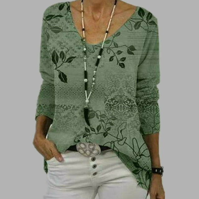 T-shirt vintage z nadrukiem liści