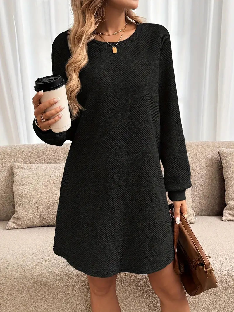 Stylowa dzianinowa sukienka tunika Miękki poliester Casual & Elegant