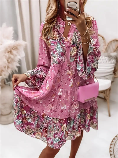 Meadow - Letnia sukienka boho z falbaną w kwiatowy wzór
