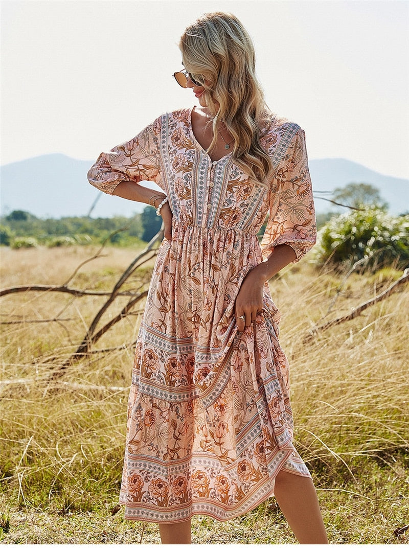 Donata - Luźna sukienka boho