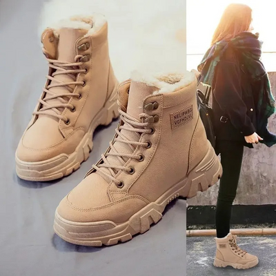 Aneta - Sznurowane Wysokie Miękkie Buty Zimowe Damskie