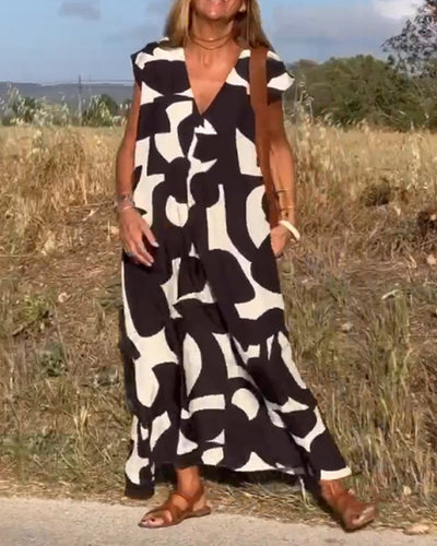 Sukienka z nadrukiem Mirabella™ V-Neck: Eksplozja stylu i elegancji!