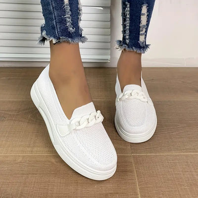 Oddychające buty rekreacyjne na platformie z niskimi, wsuwanymi okrągłymi noskami