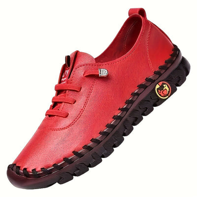 Damskie wsuwane loafersy - Lekkie buty casualowe ze sztucznej skóry z gumową podeszwą