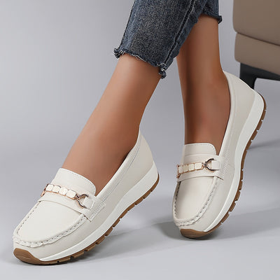 Damskie wsuwane loafersy - Lekkie buty casualowe ze sztucznej skóry z podeszwą pu