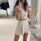 Angeline - Damskie spodenki bez rękawów Playsuit Letnie plisowane mini proste pajacyki