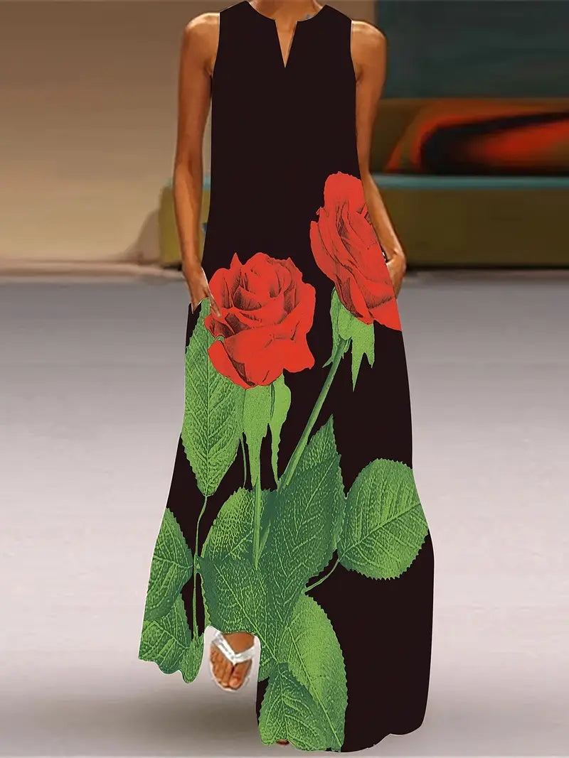 Sukienka maxi o linii A inspirowana stylem vintage Elegancki krótki rękaw z dekoltem w szpic