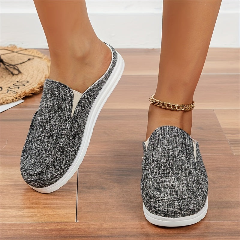 Płótno Loafer, kapcie z okrągłym noskiem, lekkie buty zewnętrzne