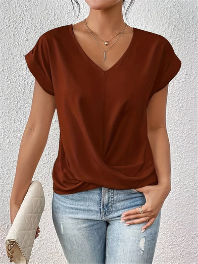 Janice Damski T-shirt – Lekka Bluzka z Dekoltem w Serce i Letnim Krojem