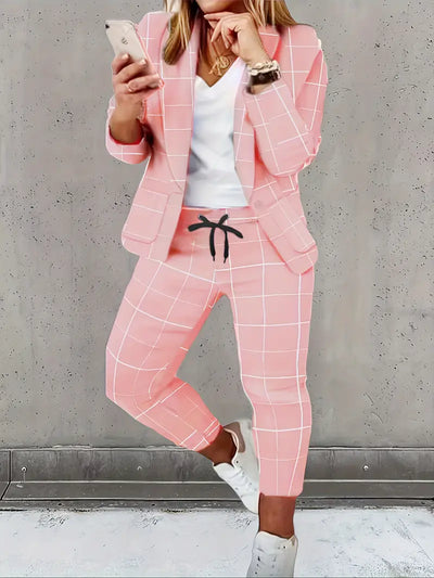 Office Chic - Casualowa marynarka z długim rękawem i biurowe spodnie biznesowe
