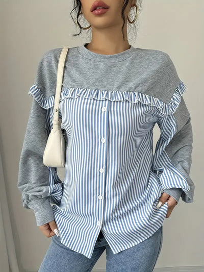 Elegancka modna bluza z detalami w paski