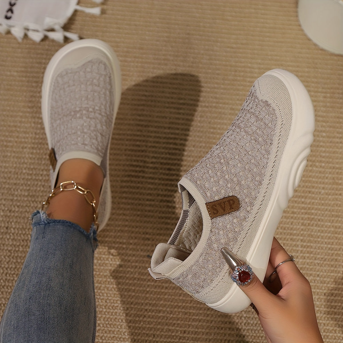 Letnie loafersy damskie - oddychające buty wsuwane z miękką podeszwą