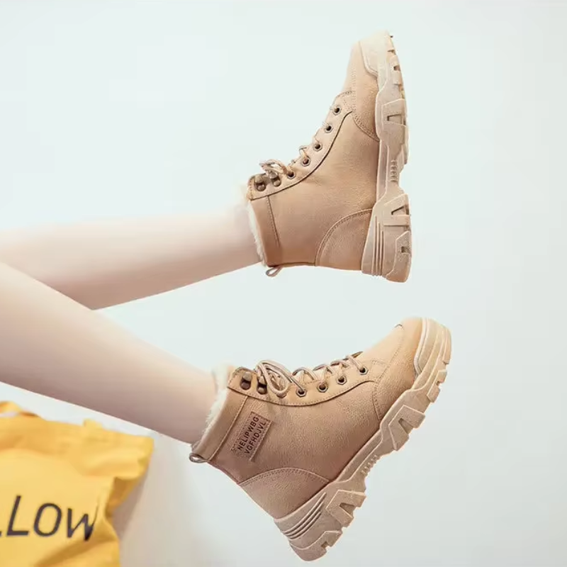Aneta - Sznurowane Wysokie Miękkie Buty Zimowe Damskie