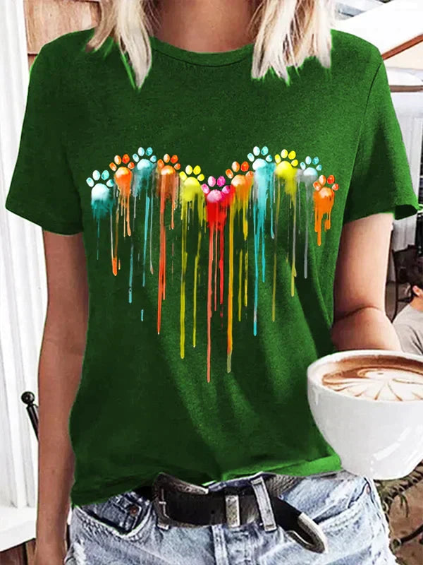 T-shirt Izabelli z kolorowym wzorem psa