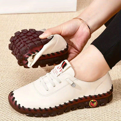 Damskie wsuwane loafersy - Lekkie buty casualowe ze sztucznej skóry z gumową podeszwą