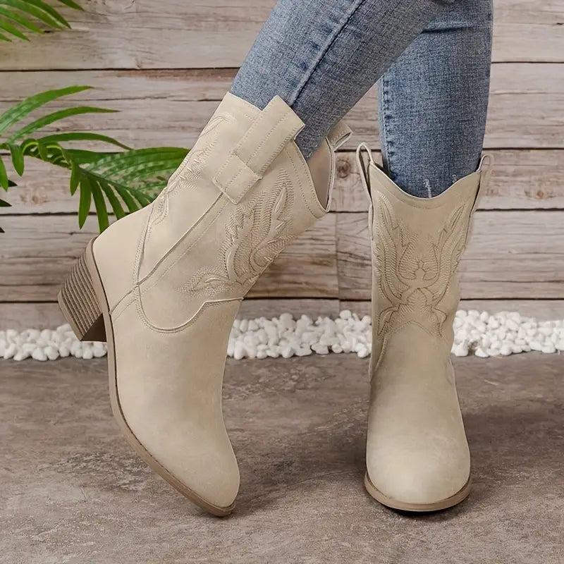 Blythe - Damskie kowbojskie buty w stylu retro w stylu western