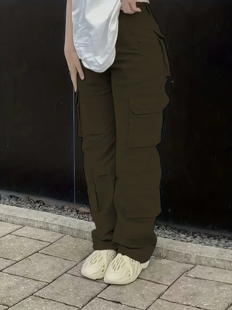Jeni - spodnie jeansowe cargo w stylu retro z dżinsami w stylu street z wysokim stanem