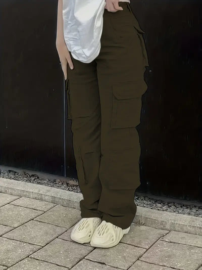 Jeni - spodnie jeansowe cargo w stylu retro z dżinsami w stylu street z wysokim stanem