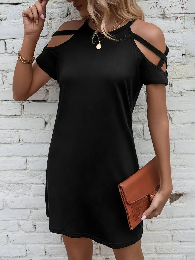 Czarna sukienka casualowa dla kobiet Elegancka i modna sukienka modowa