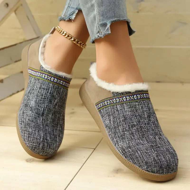 Geometryczne buty zimowe z tkaniny dla kobiet