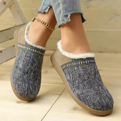 Geometryczne buty zimowe z tkaniny dla kobiet
